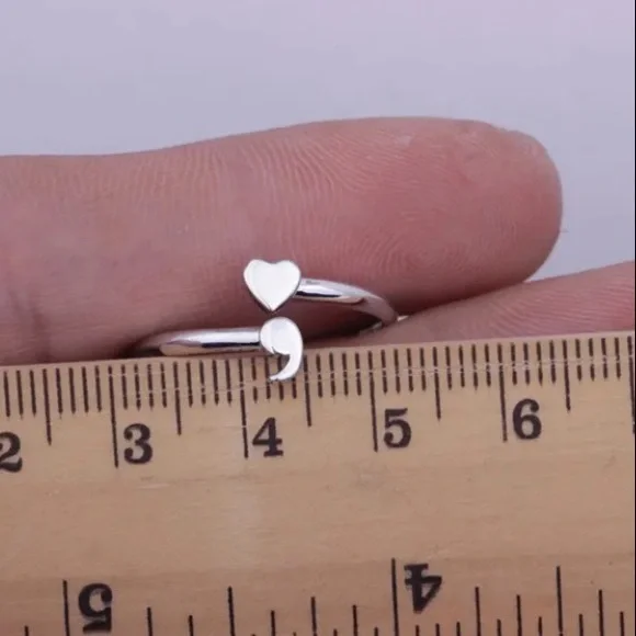 925 Shimmering Sterling Silver Adjustable Semicolon Ring; Your Story Isn't Over - Picture 8 of 13